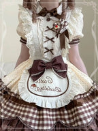 Sweet Lolita Chocolate Cream Cake Dress Strawberry Print Bear Brown Ballet Fluffy