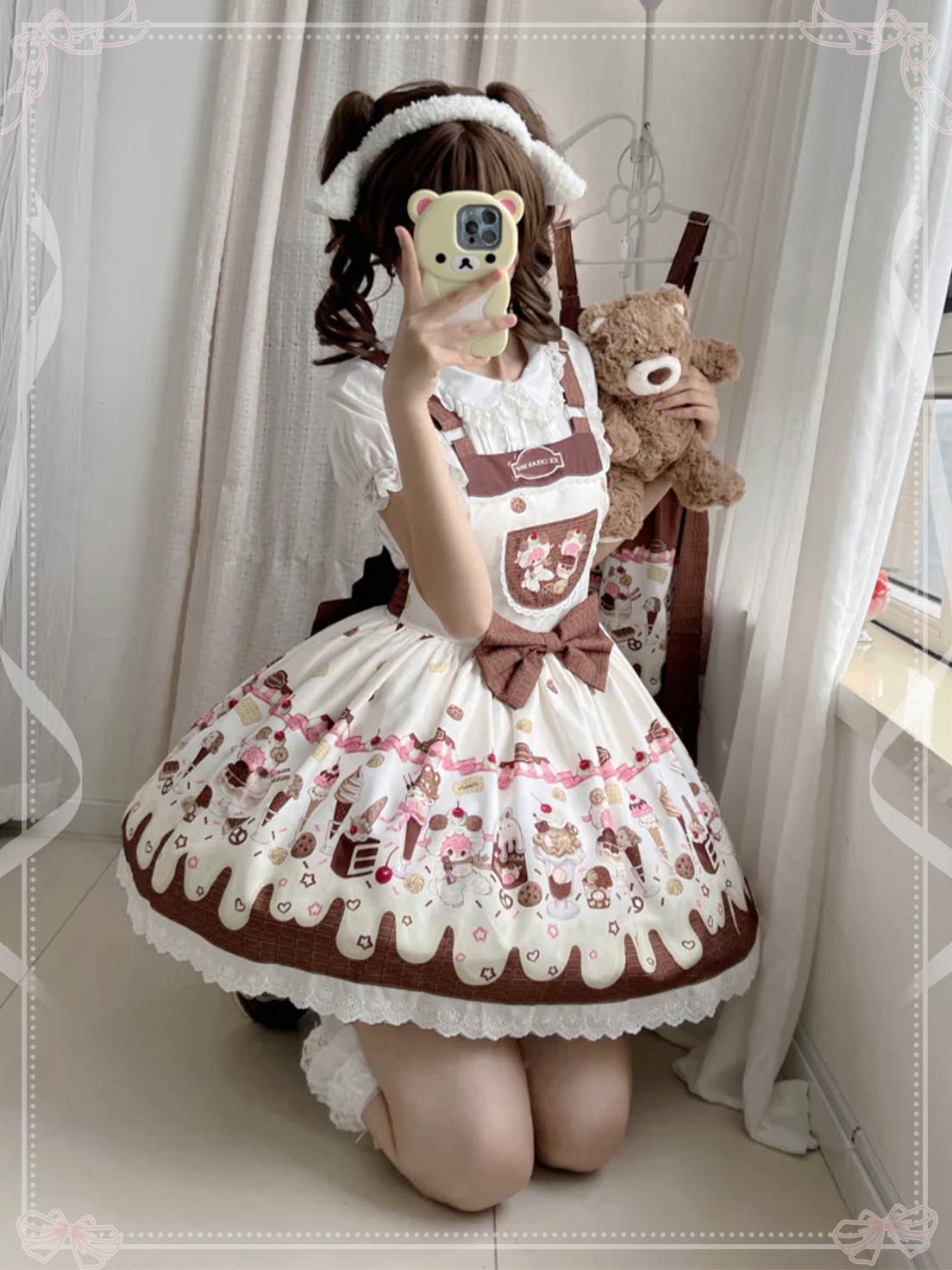 Sweet Lolita Chocolate Dress Cream Cake Lolita Dessert Themed Brown Jumper Dress
