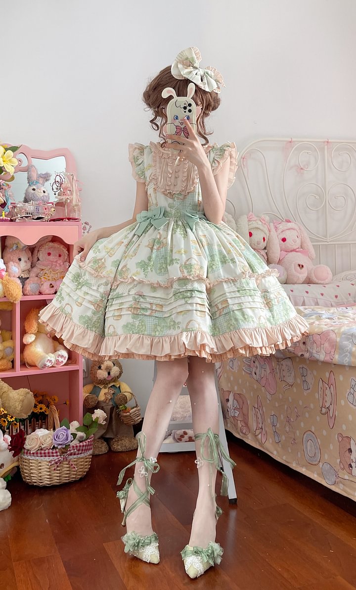 Sweet Lolita Clothes Green Rustic Skirt Lolita Everyday Summer Birthday Party Lolita Dress