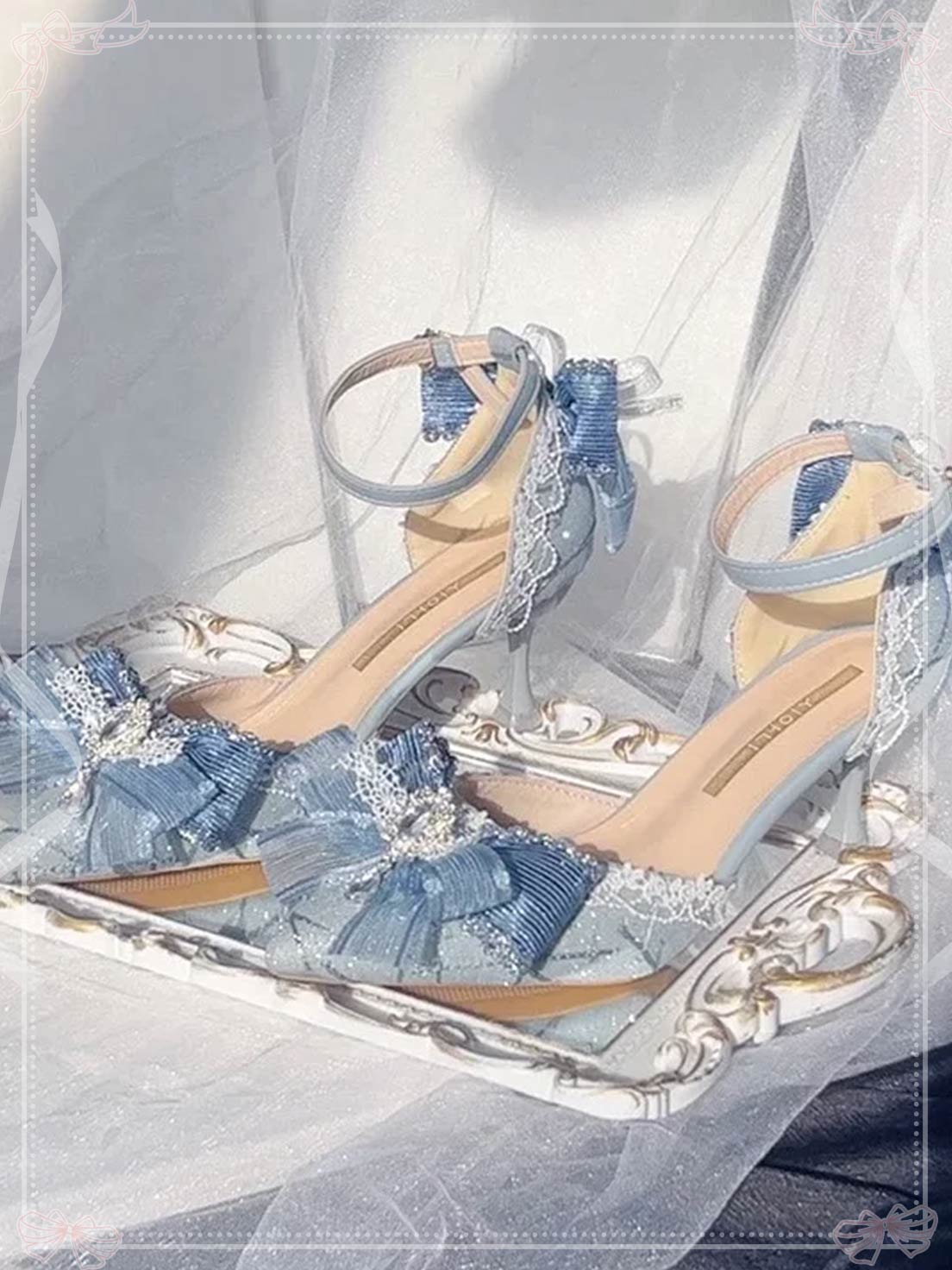 Sweetslolita Gorgeous Pointed-toe Mid Heel Shoes Bow Party Shoes for Women Stiletto