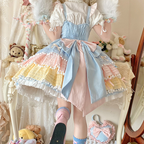 Sweet Lolita Ice Cream Color Candy Color Lolita Cake Skirt JSK Lolita Dresses