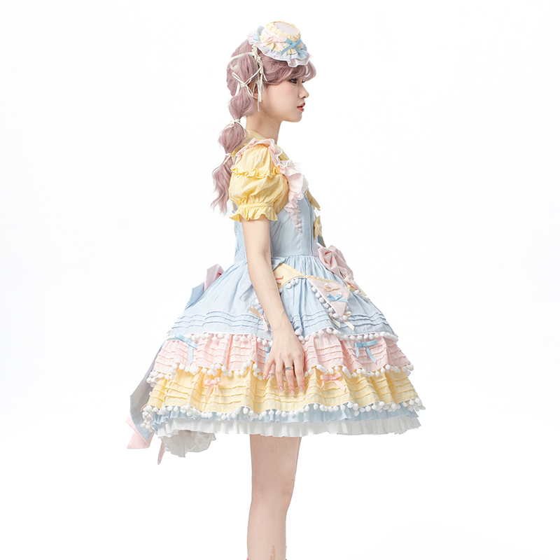 Sweet Lolita Ice Cream Color Candy Color Lolita Cake Skirt JSK Lolita Dresses