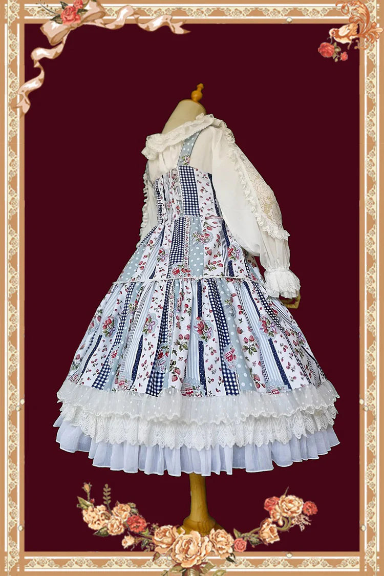 Design Concept:
Capture a playful and sweet aesthetic with this Sweet Lolita dress in a soft light blue hue. Featuring a strawberry check print, sleeveless design, ruffled hem, and a charming bow at the neckline, it exudes youthful elegance. The lightweight fabric and flowing silhouette ensure comfort while maintaining a delicate, refined look. Perfect for tea parties, casual outings, or themed gatherings, this dress adds a whimsical touch to any Lolita wardrobe.