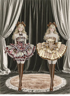 Sweet Lolita Light Dark Brown Bow Strapless Bustier Dress with Petticoat Tea Party JK Outfit