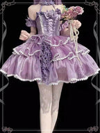 Sweet Lolita Lilac Dream Off Shoulder Lolita Dress White Party gown with Elegant Ribbon Details
