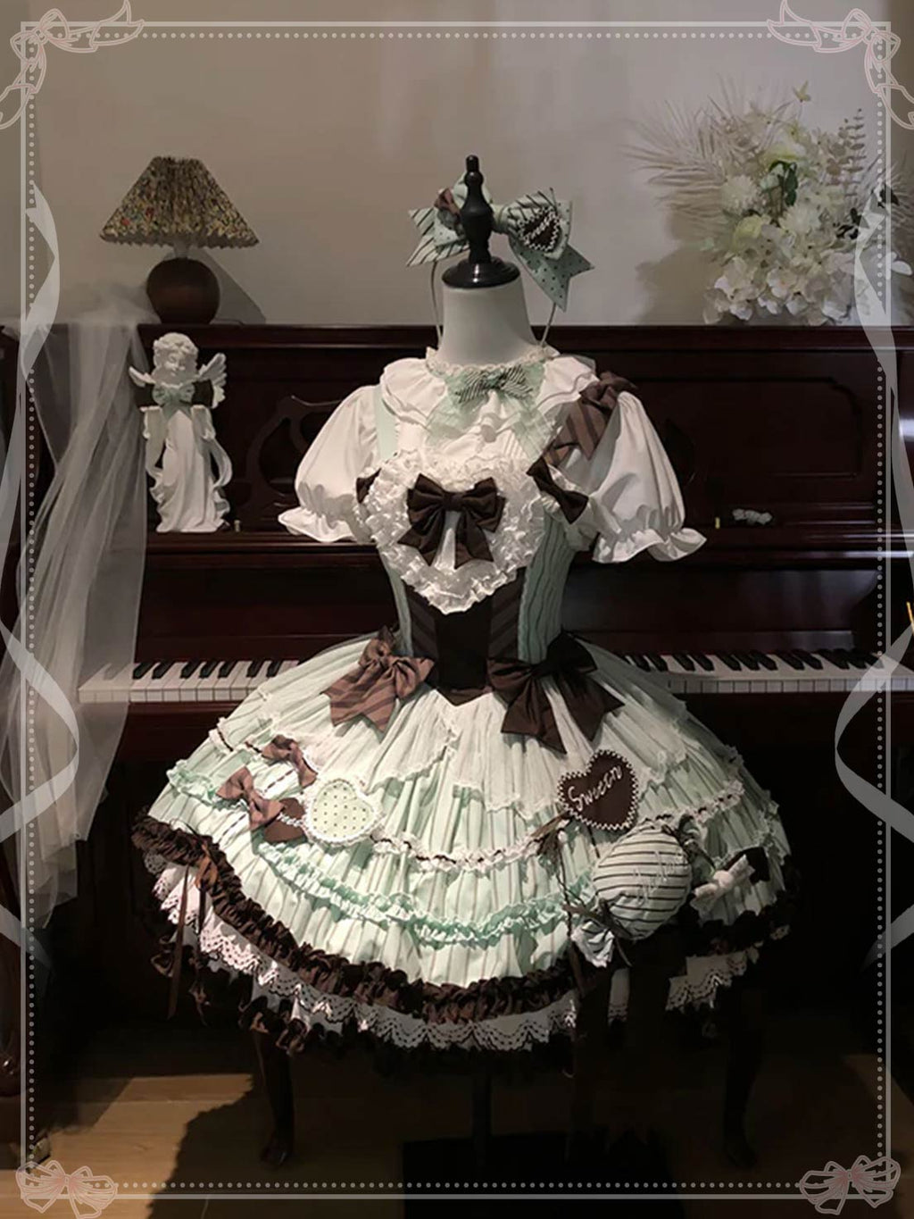 Sweet Lolita Mint Chocolate Doll Lolita  Dress Cream Cake Lolita Daily Dress One Piece Dress