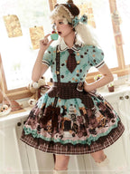 Sweet Lolita Mint Green Chocolate Dramatic Bear Themed Cake Dress Tea Party