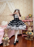 Sweet Lolita Black Ballet Cake Princess Dres Sleeveless Suspender Skirt JSK
