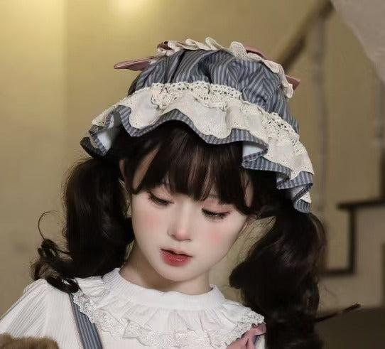 Sweet Lolita Pink Blue Print Retro Doll Lolita Straps Daily Dress Autumn and Winter New