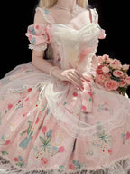 Design Concept:

Step into charming elegance with this Sweet Lolita pink off-shoulder dress. Featuring short sleeves, delicate ruffles, bow accents, intricate lace, and a subtle printed pattern, it blends playful sweetness with refined sophistication. The soft pink hue enhances its feminine and dreamy appeal, while the flowing silhouette creates a graceful, princess-like effect. Perfect for tea parties, photoshoots, or themed gatherings, this dress adds a whimsical and elegant touch to any Lolita wardrobe.