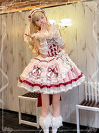 Sweet Lolita Pink Sleeveless Princess Lolita Dress Ruffle Embroidery Bowknot Lace Fishbone