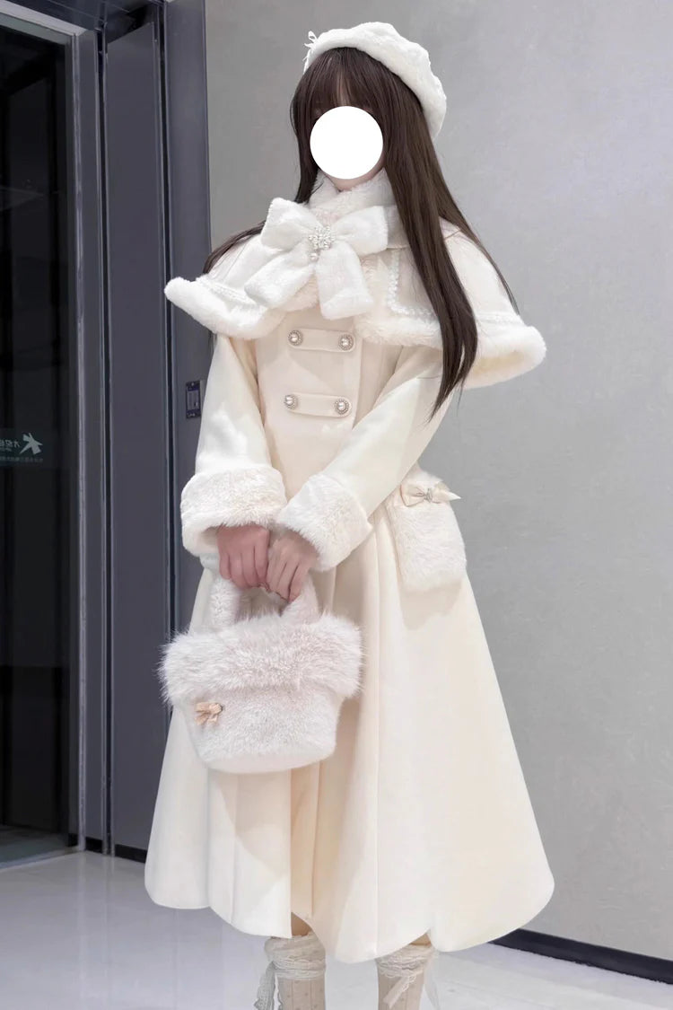 Design Concept:

This Sweet Lolita outfit set in pink and white features an elegant princess design with a removable ribbon shawl. Crafted with delicate details, it blends sweetness with sophistication, making it perfect for Lolita fashion styling. The detachable cape adds versatility to the look, while the refined silhouette highlights a graceful aesthetic. Ideal for autumn and winter, this set offers both warmth and charm for daily wear or special occasions.
