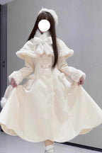 Design Concept:

This Sweet Lolita outfit set in pink and white features an elegant princess design with a removable ribbon shawl. Crafted with delicate details, it blends sweetness with sophistication, making it perfect for Lolita fashion styling. The detachable cape adds versatility to the look, while the refined silhouette highlights a graceful aesthetic. Ideal for autumn and winter, this set offers both warmth and charm for daily wear or special occasions.