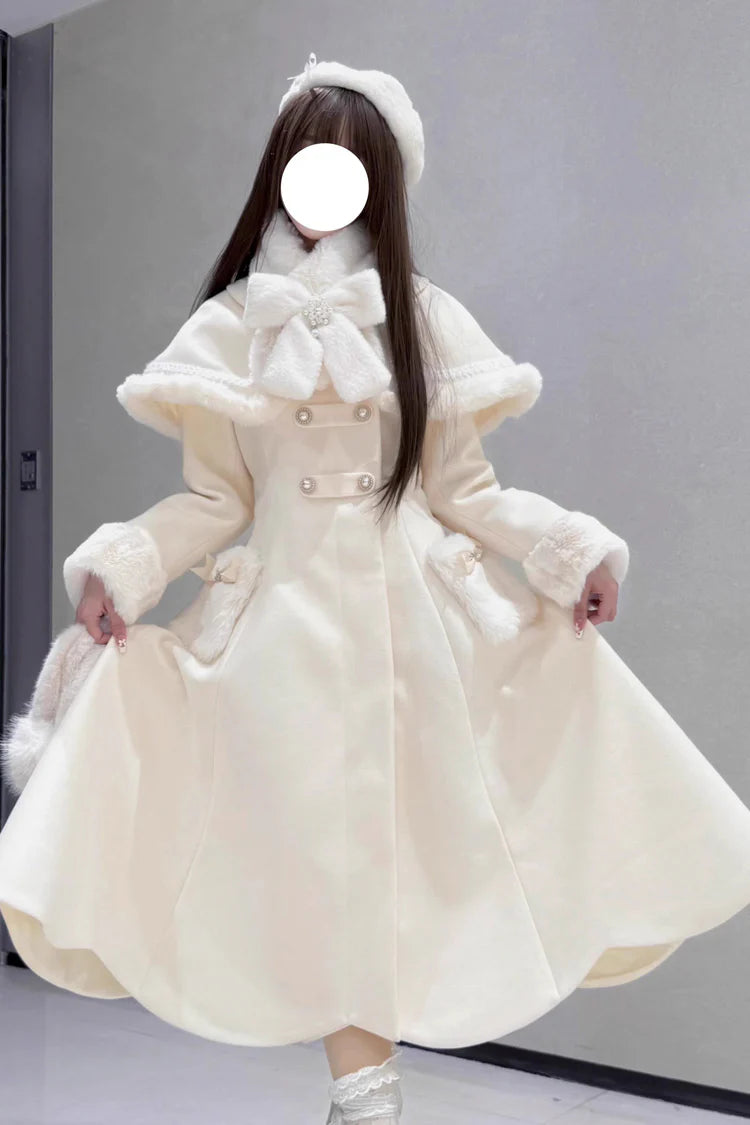 Design Concept:

This Sweet Lolita outfit set in pink and white features an elegant princess design with a removable ribbon shawl. Crafted with delicate details, it blends sweetness with sophistication, making it perfect for Lolita fashion styling. The detachable cape adds versatility to the look, while the refined silhouette highlights a graceful aesthetic. Ideal for autumn and winter, this set offers both warmth and charm for daily wear or special occasions.