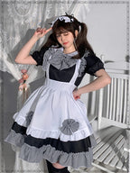 Sweet Lolita Plus Size 3XL Maid Outfit Black White Cat Paw Lace Ruffles