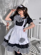Sweet Lolita Plus Size 3XL Maid Outfit Black White Cat Paw Lace Ruffles