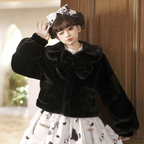 Lolita Coats Sweet White Plush Coat Imitation Rabbit Hair Short Cute Winter Coat