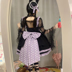 Sweet Lolita Purple and Black Color Matching Lolita Daily Dress Autumn and Winter Bow Jsk Jumper Skirt
