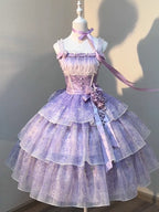 Design Concept:


This Sweet Lolita purple strap princess dress combines youthful charm with elegant design, perfect for students, parties, tea ceremonies, or cosplay events. Crafted from high-quality fabric, the dress features a flattering A-line silhouette and delicate straps, creating a graceful and comfortable fit. Ideal for showcasing a refined, princess-like look, this outfit captures the essence of both casual and formal Lolita fashion.