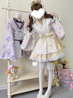 Sweet Lolita Maid Yellow Outfit Motif Embellished Apron Dress