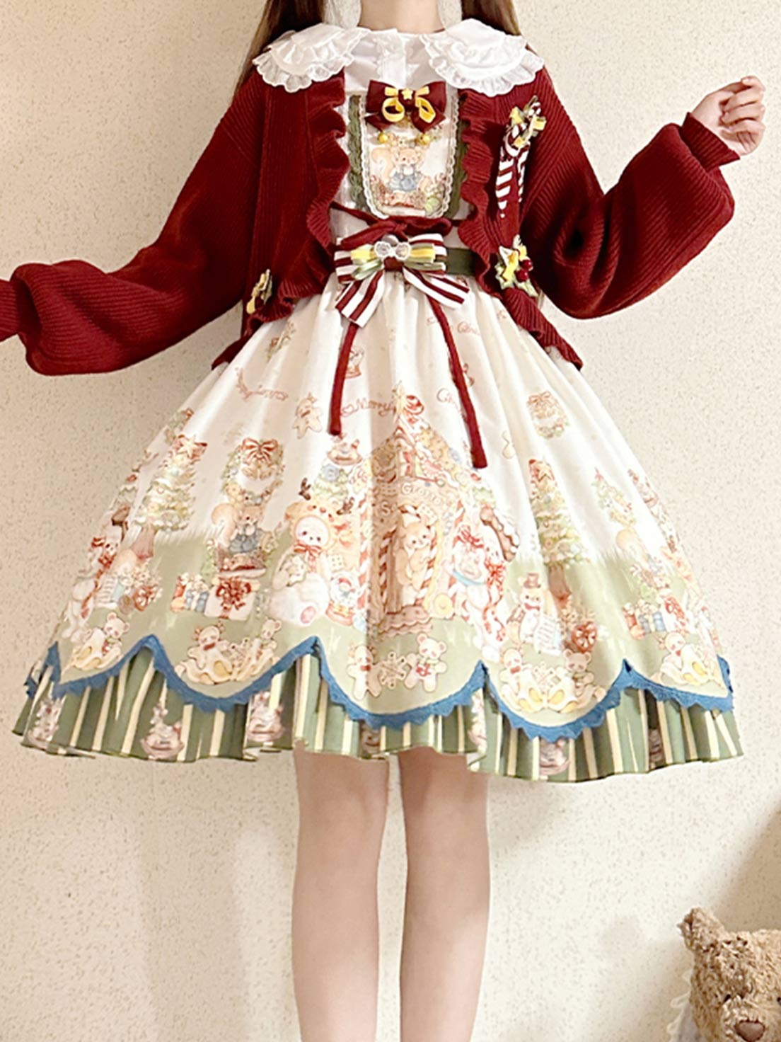 Sweet Lolita Red JSK Bethlehem Star OP Christmas Dress Cute Lolita Outfit