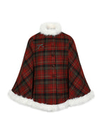 Lolita Coats Red Plaid Christmas Cape for Winter and New Year