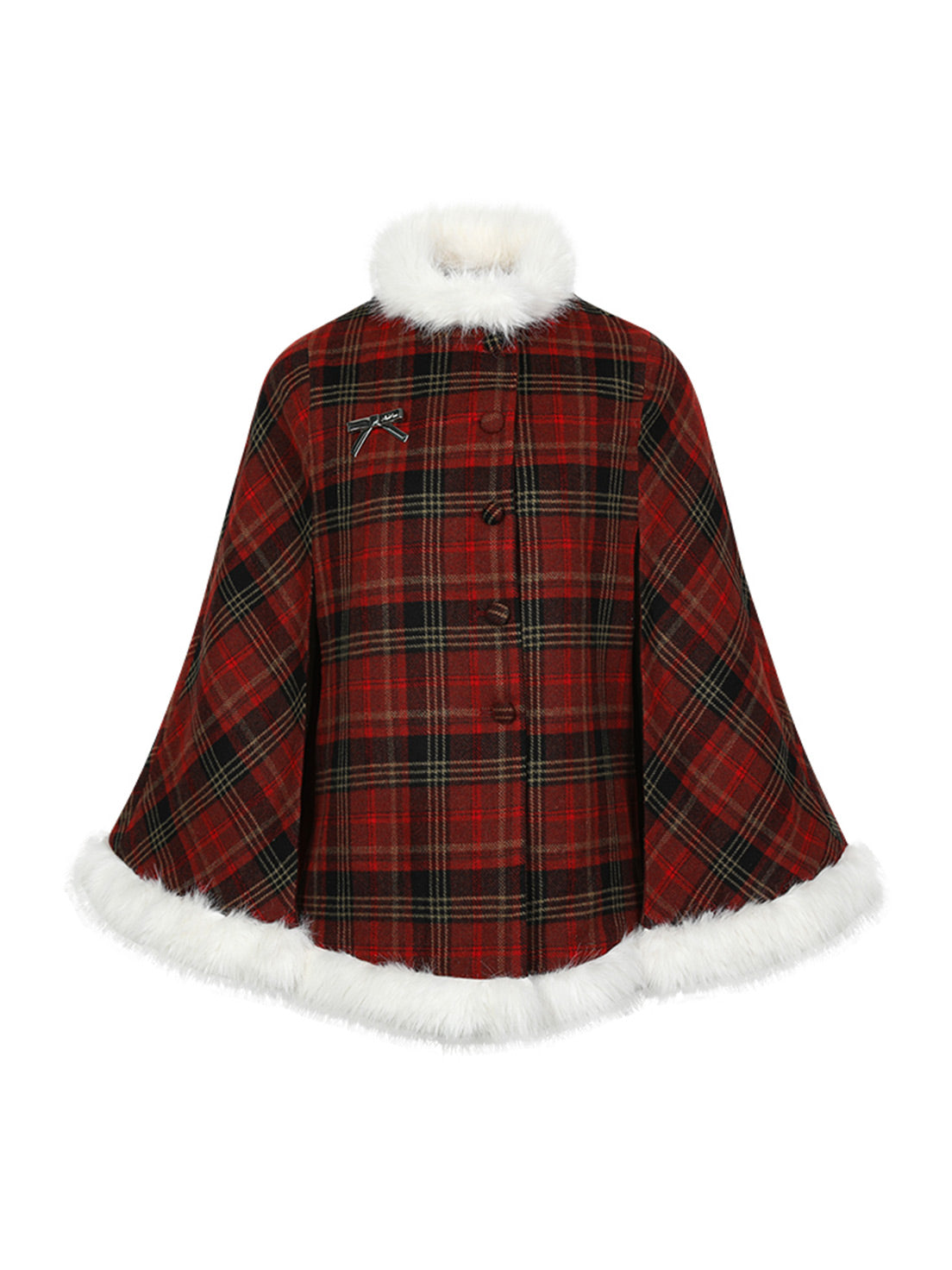 Lolita Coats Red Plaid Christmas Cape for Winter and New Year