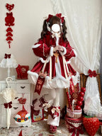 Sweet Lolita Red New Year Dress Chinese Style Winter Outfit for New Year