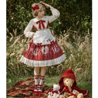 Sweet Lolita Set Red OP Dress with Strawberry Bow Accents Christmas Party Outfit
