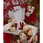 Sweet Lolita Set Red OP Dress with Strawberry Bow Accents Christmas Party Outfit