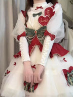 Sweet Lolita Set White Red Accent Outfit Top with Dress Christmas New Year Winter Style