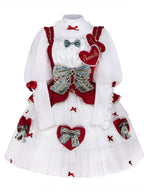 Sweet Lolita Set White Red Accent Outfit Top with Dress Christmas New Year Winter Style