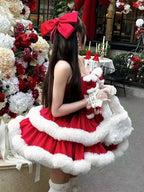 Sweet Lolita Strapless Dress Red Princess Holiday Christmas New Year Party Outfit