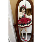 Design Concept:
Step into the festive season with this Sweet Lolita red suspender dress, inspired by a snowy woodland theme with charming reindeer motifs. Crafted from soft, high-quality fabric, the dress features a flattering high waist and a flared skirt, perfectly capturing a cute and playful winter aesthetic. Ideal for Christmas gatherings, tea parties, or seasonal Lolita events, this dress brings warmth and whimsy to your holiday wardrobe.