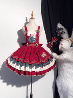 Design Concept:
Step into the festive season with this Sweet Lolita red suspender dress, inspired by a snowy woodland theme with charming reindeer motifs. Crafted from soft, high-quality fabric, the dress features a flattering high waist and a flared skirt, perfectly capturing a cute and playful winter aesthetic. Ideal for Christmas gatherings, tea parties, or seasonal Lolita events, this dress brings warmth and whimsy to your holiday wardrobe.