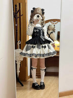 Sweet Lolita Tea Party Fashion Gingham Black Accent Bow Dress Cake Dress