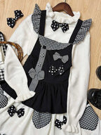 Sweet Lolita Tea Party Fashion Gingham Black Accent Bow Dress Cake Dress