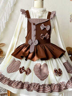 Sweet Lolita Tea Party Fashion Gingham Chocolate Accent Bow Dress Cake Dress
