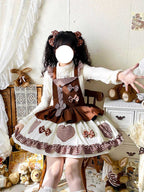 Sweet Lolita Tea Party Fashion Gingham Chocolate Accent Bow Dress Cake Dress