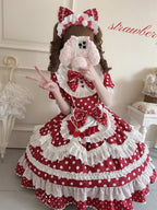 Sweet Lolita Tea Party Fashion Polka Dot Bow  Cake Dress Ruffled Dress