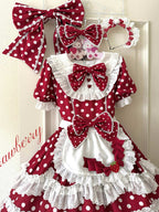 Sweet Lolita Tea Party Fashion Polka Dot Bow  Cake Dress Ruffled Dress