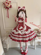 Sweet Lolita Tea Party Fashion Polka Dot Bow  Cake Dress Ruffled Dress
