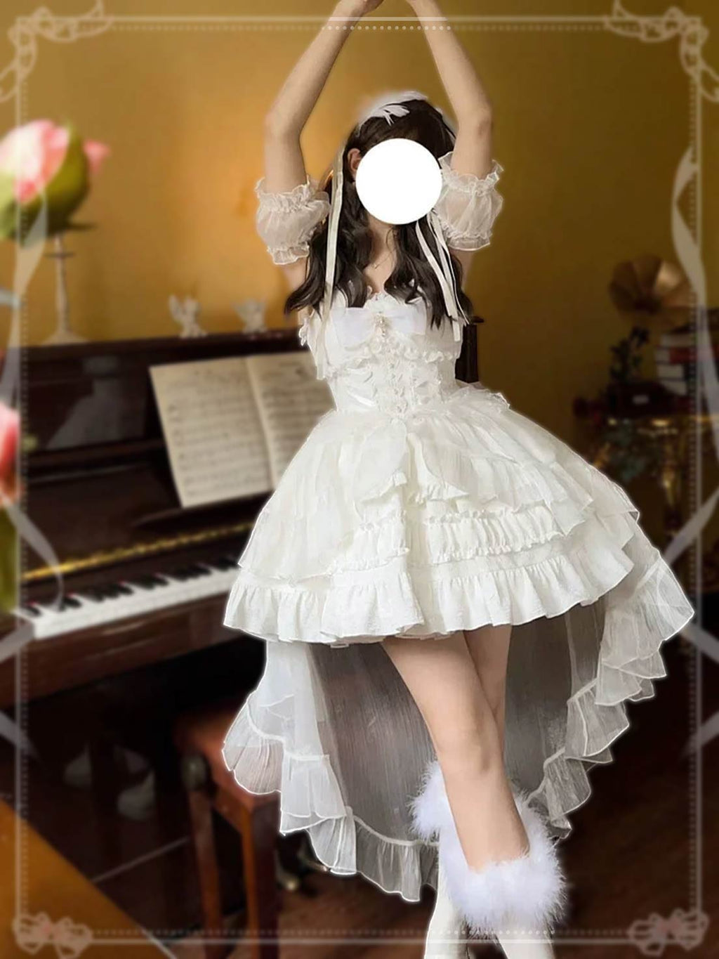 Sweet Lolita Wedding Organza Pink White Summer Princess Suspender Dress