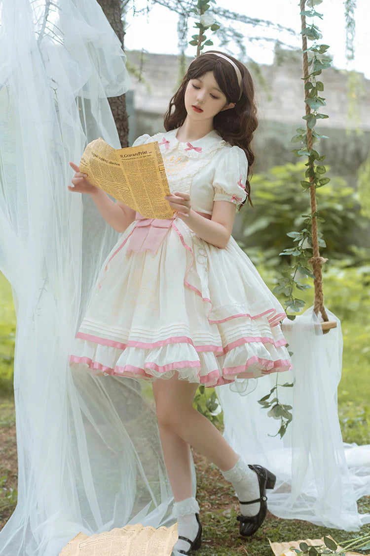 Design Concept:
Delight in playful elegance with this Sweet Lolita dress in soft white and pink tones. Featuring short sleeves, multi-layered ruffles, and charming bow accents, it exudes a sweet and refined aesthetic. The flowing silhouette enhances a graceful look, making it perfect for tea parties, casual outings, or themed gatherings. Comfortable and visually enchanting, this dress brings a youthful, princess-like charm to any Lolita wardrobe.
