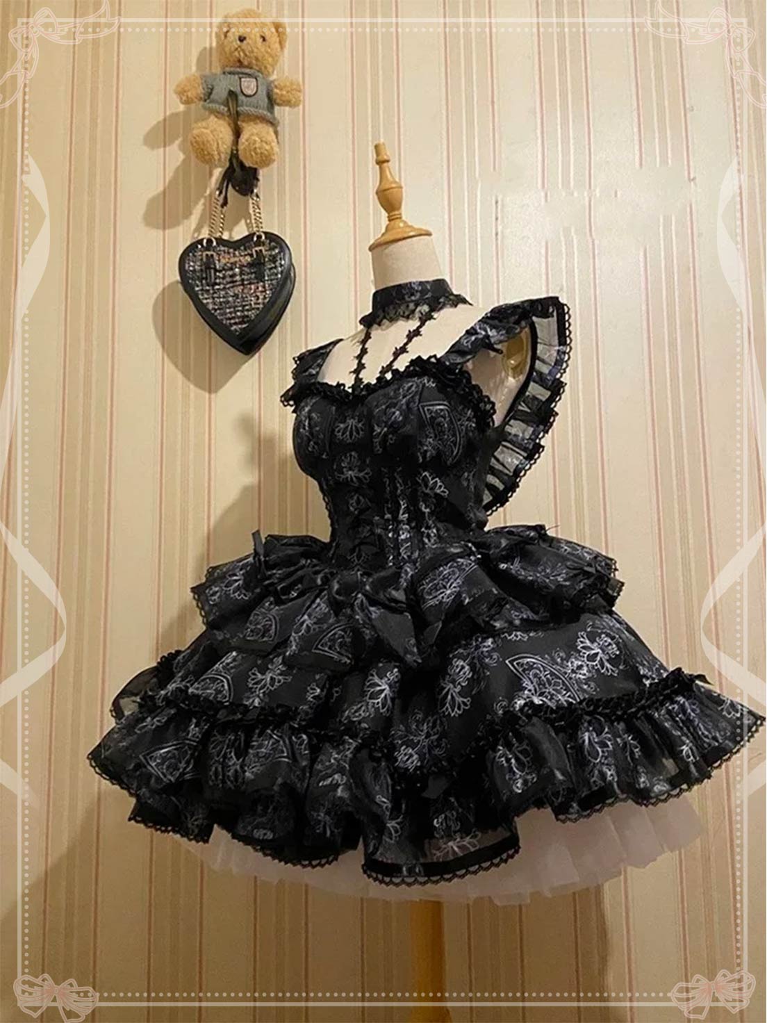 Sweetheart Ballet Lolita Dress Bow Lace Ruffles Vintage Kawaii Dress Doll Lolita Outfit JSK Cake Dress