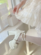 Lolita Shoes Sweetheart High Heels Elegant Literary Sweet Bow Women's Single Shoes