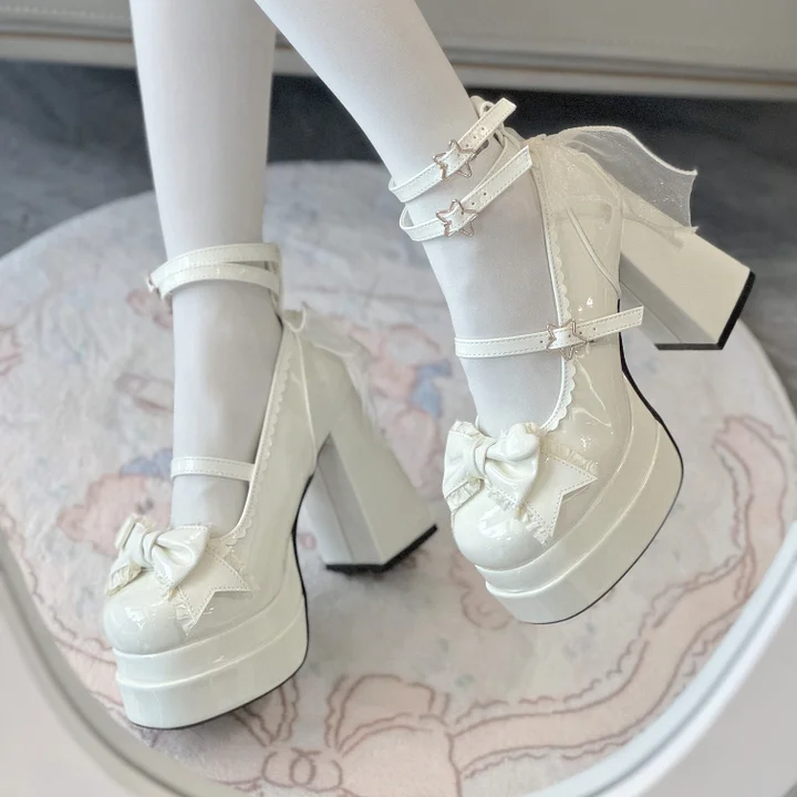 Sweetheart High Heels Elegant Literary Lolita Sweet Bow Women's Single Shoes