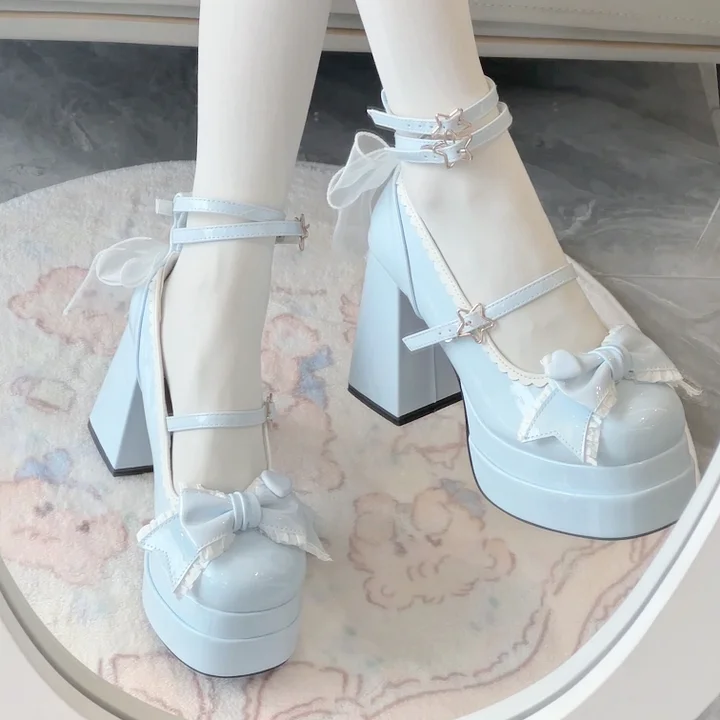 Sweetheart High Heels Elegant Literary Lolita Sweet Bow Women's Single Shoes