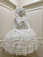 Hime Lolita Tea Party FashionBlue Pink White Wedding Dress Multi-layer Sleeveless JSK Dress Lolita Autumn/winter