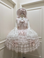 Hime Lolita Tea Party FashionBlue Pink White Wedding Dress Multi-layer Sleeveless JSK Dress Lolita Autumn/winter